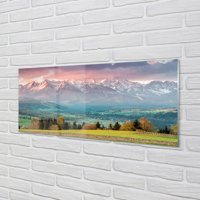 Quadro de vidro Montanhas do campo