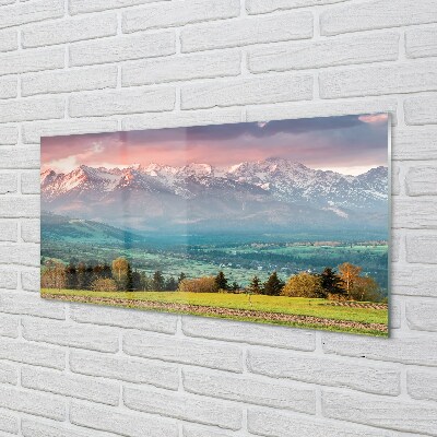 Quadro de vidro Montanhas do campo