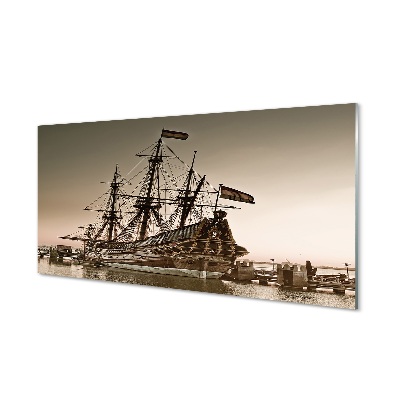 Pintura em vidro Velho navio céu mar