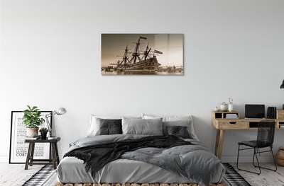 Pintura em vidro Velho navio céu mar