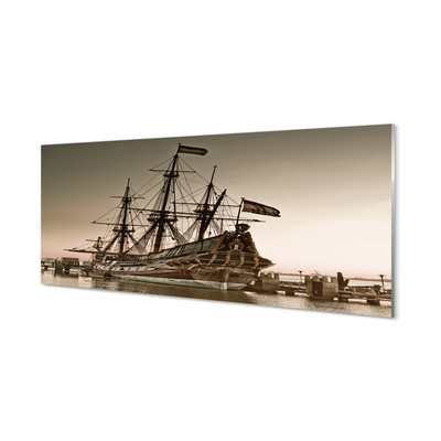 Pintura em vidro Velho navio céu mar