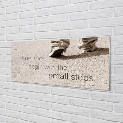 Pintura em vidro Sapatos com inscrição em concreto