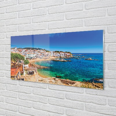 Pintura em vidro Espanha Praia Cidade Costa