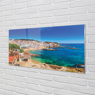 Pintura em vidro Espanha Praia Cidade Costa