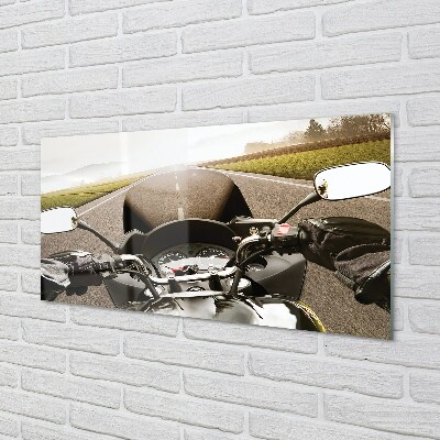 Quadro de vidro Montanhas do céu da estrada da motocicleta