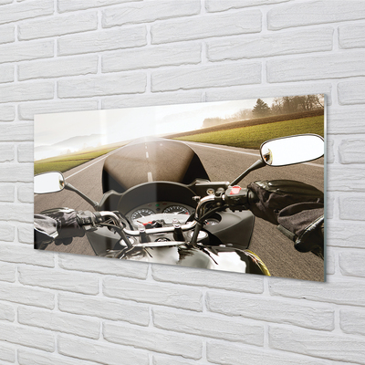 Quadro de vidro Montanhas do céu da estrada da motocicleta