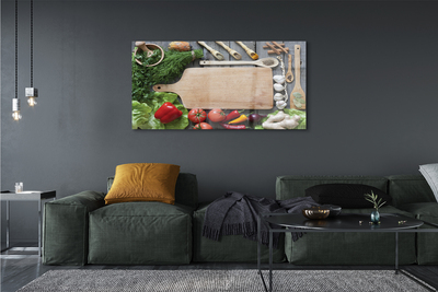 Quadro de vidro Tábua de especiarias de salsa