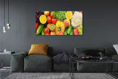 Pintura em vidro Couve-flor, kiwi, pepino