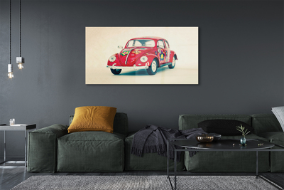 Pintura em vidro Carro vermelho com flores