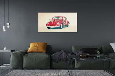 Pintura em vidro Carro vermelho com flores