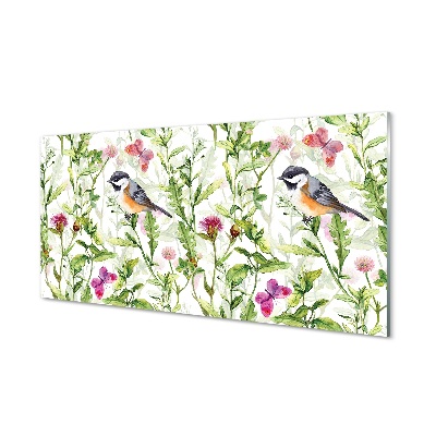 Pintura em vidro Pássaro pintado na grama