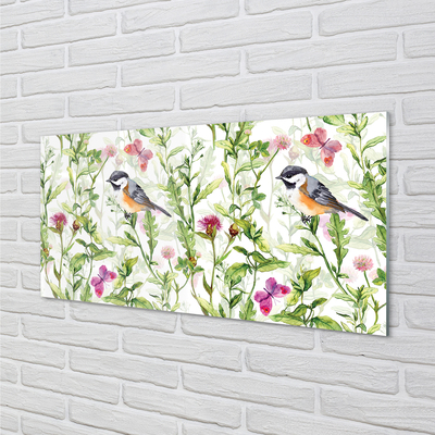 Pintura em vidro Pássaro pintado na grama