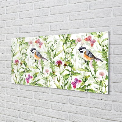 Pintura em vidro Pássaro pintado na grama