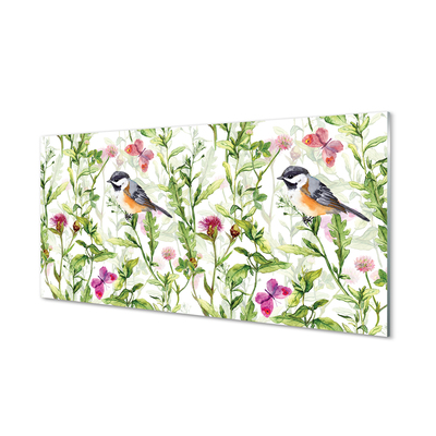 Pintura em vidro Pássaro pintado na grama