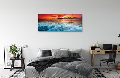 Quadro de vidro Pôr do sol no mar de árvores