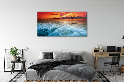 Quadro de vidro Pôr do sol no mar de árvores