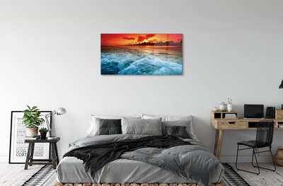 Quadro de vidro Pôr do sol no mar de árvores