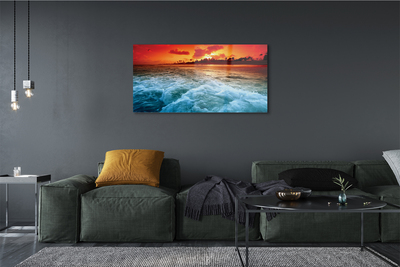 Quadro de vidro Pôr do sol no mar de árvores