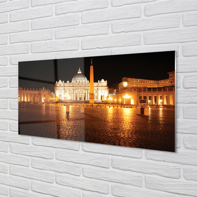 Quadro de vidro Praça da Basílica de Roma à noite
