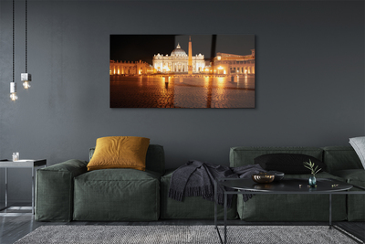 Quadro de vidro Praça da Basílica de Roma à noite