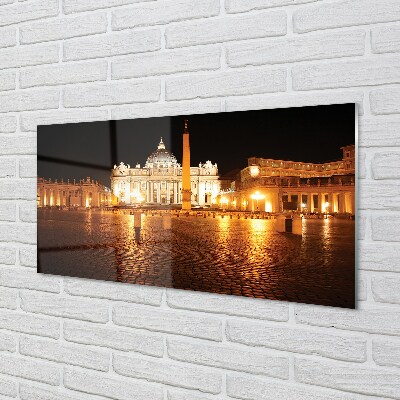 Quadro de vidro Praça da Basílica de Roma à noite
