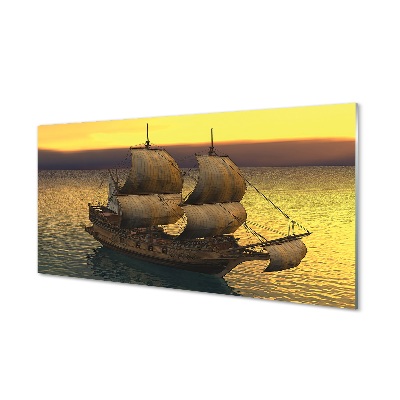 Quadro de vidro Navio céu amarelo mar
