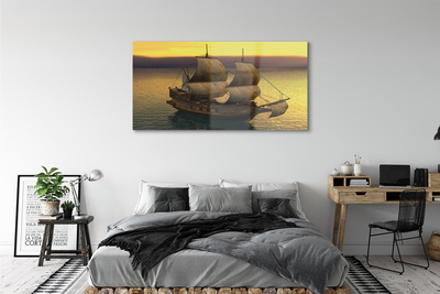 Quadro de vidro Navio céu amarelo mar