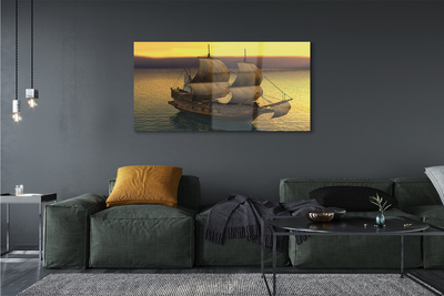 Quadro de vidro Navio céu amarelo mar