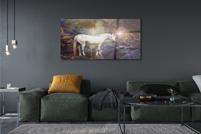 Pintura em vidro Unicórnio na floresta