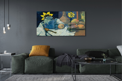 Pintura em vidro Natureza morta com jarra de chá e frutas - Paul Gauguin