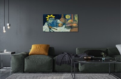 Pintura em vidro Natureza morta com jarra de chá e frutas - Paul Gauguin