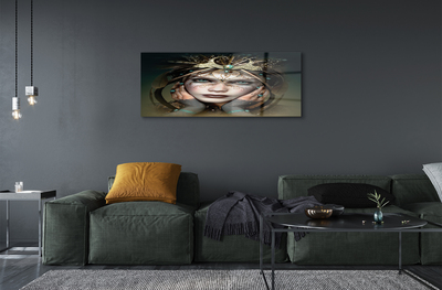 Quadro de vidro Mulher de olhos azuis