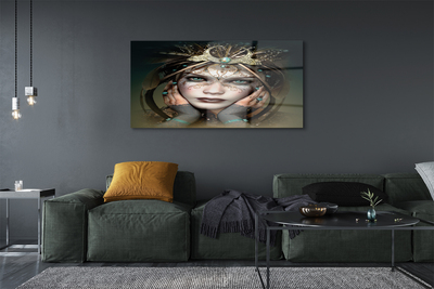 Quadro de vidro Mulher de olhos azuis