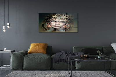 Quadro de vidro Mulher de olhos azuis