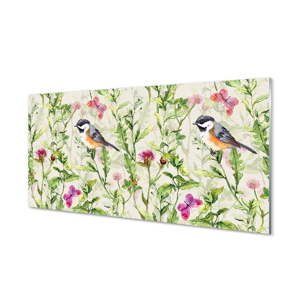 Quadro de vidro Um pássaro na grama