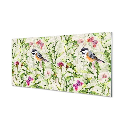 Quadro de vidro Um pássaro na grama