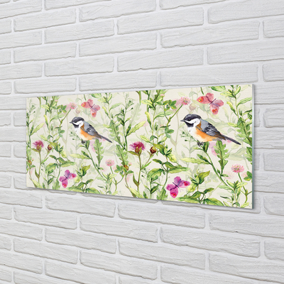 Quadro de vidro Um pássaro na grama