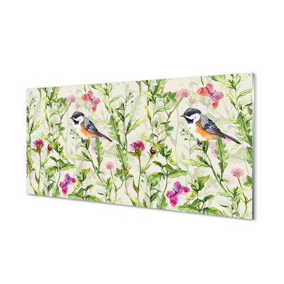 Quadro de vidro Um pássaro na grama