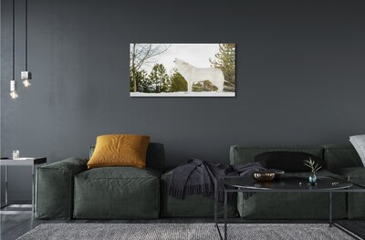 Quadro de vidro Floresta de inverno do lobo