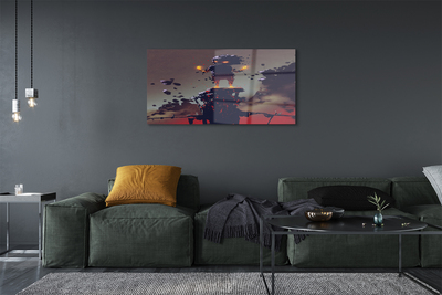 Pintura em vidro Figura fumaça fogo