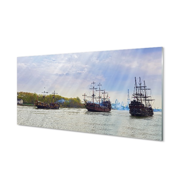 Quadro de vidro Céu navios dia nuvens