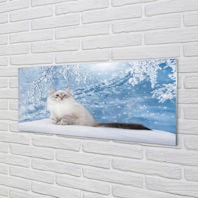 Pintura em vidro Gato no inverno