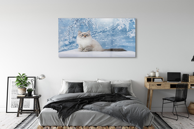Pintura em vidro Gato no inverno