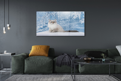 Pintura em vidro Gato no inverno