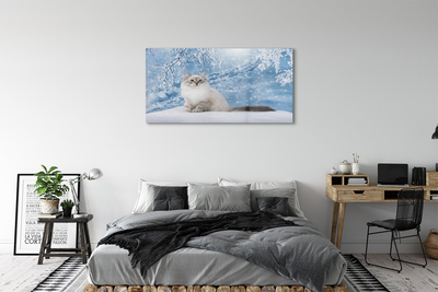 Pintura em vidro Gato no inverno