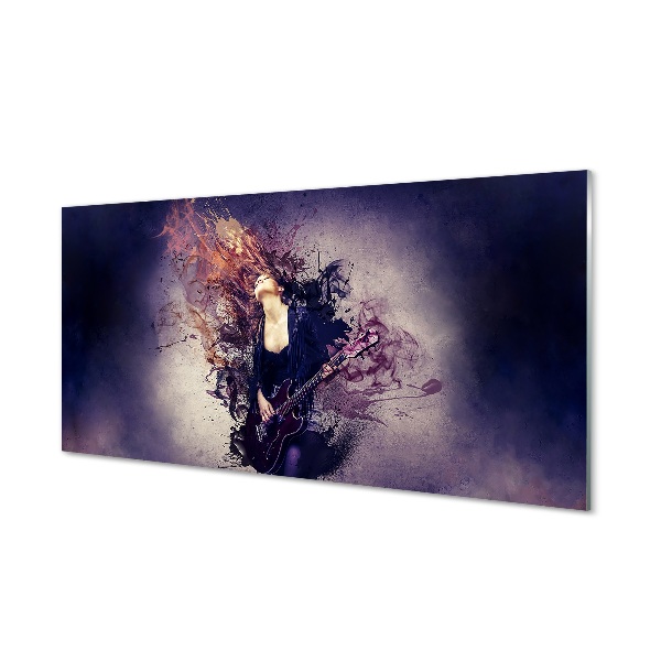 Quadro de vidro Partitura de guitarra feminina