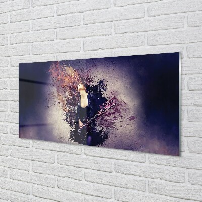 Quadro de vidro Partitura de guitarra feminina