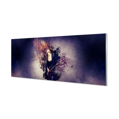 Quadro de vidro Partitura de guitarra feminina