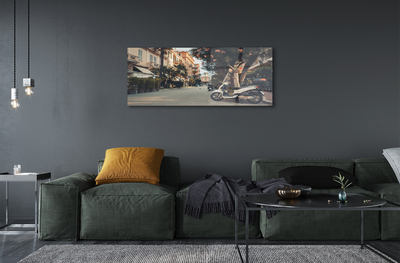 Pintura em vidro Motocicletas palmeiras cidade verão