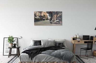 Pintura em vidro Motocicletas palmeiras cidade verão